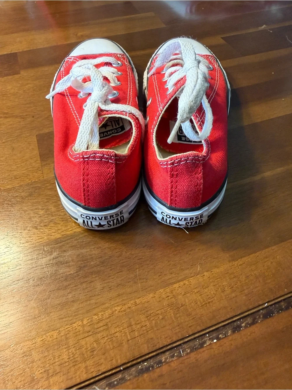 Converse Kids Red Canvas Low Top Sneakers with White Laces